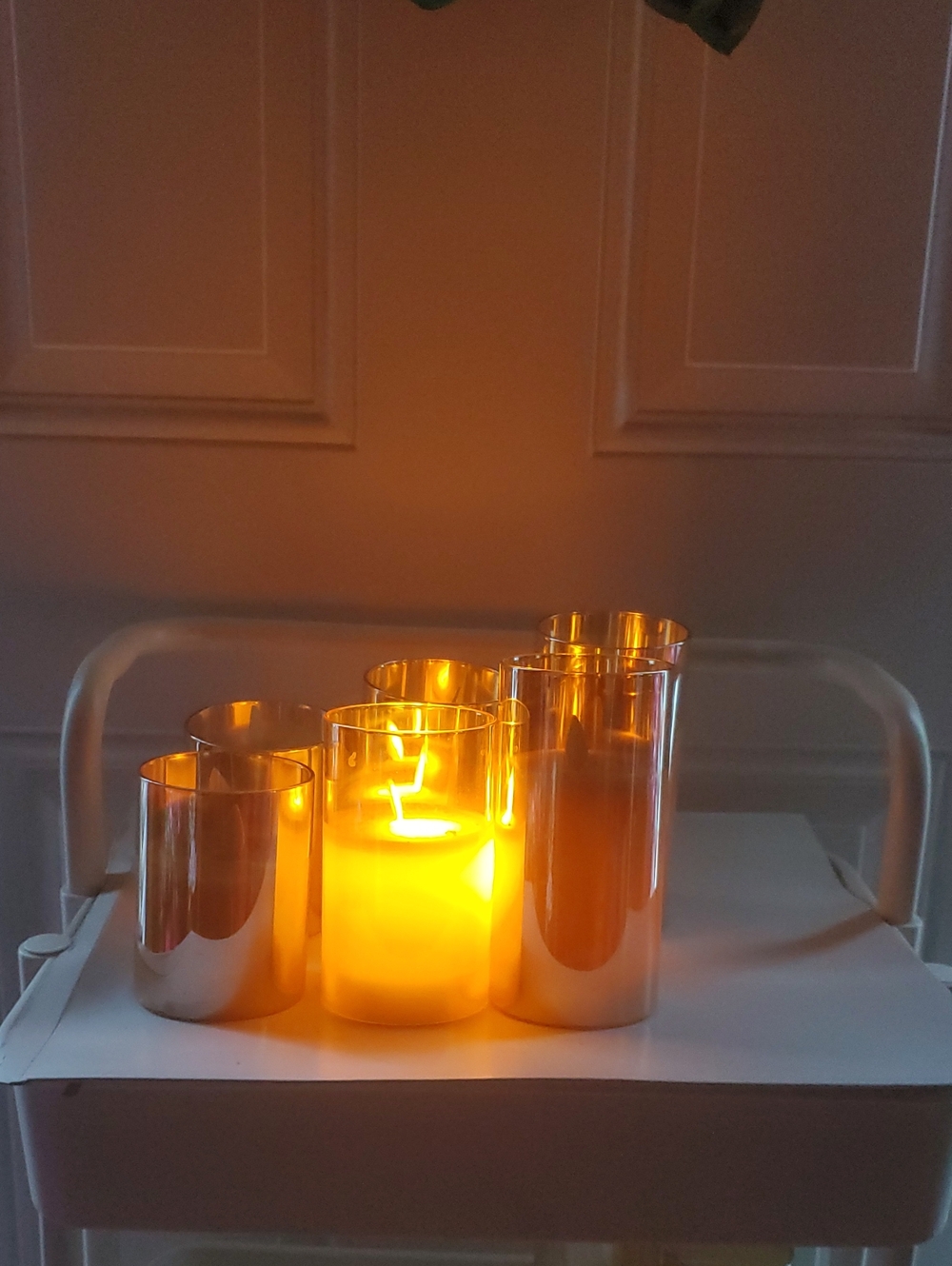 Glass, Flameless Candle Set Of 6 - Warm Yellow Light